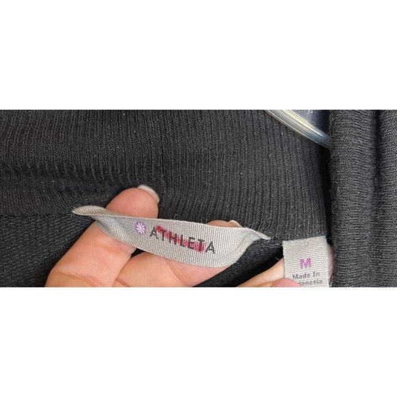 Athleta Cardigan Size Medium Black Open Front Sweater Thumbholes - Picture 4 of 7